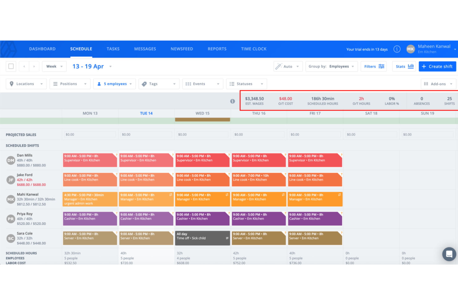 Sling screenshot - 10 Beste EMS-planningssoftware in 2026