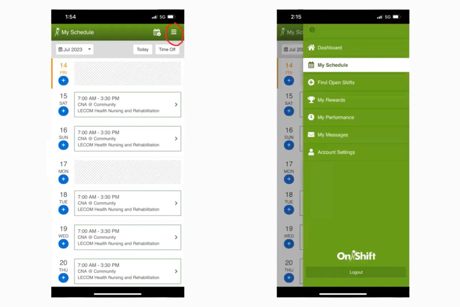 OnShift screenshot - 10 beste software voor personeelsbeheer in de zorg in 2026