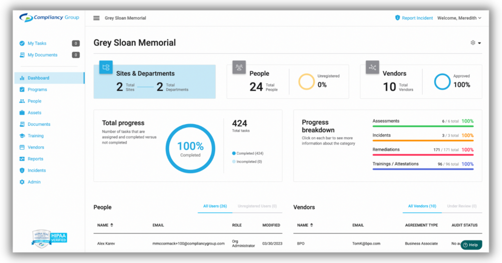 Compliancy Group screenshot - 10 beste softwareoplossingen voor naleving van zorgregelgeving beoordeeld voor 2026