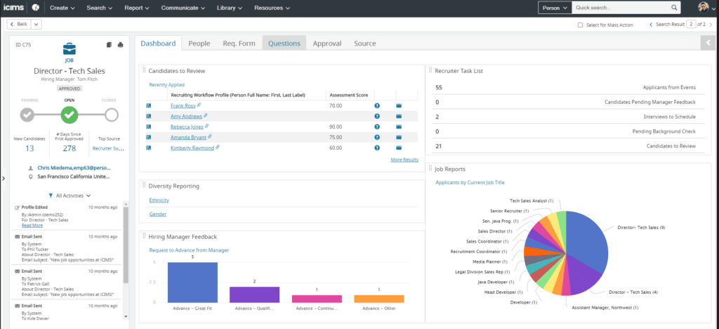 iCIMS screenshot - 21 Best Healthcare HR Software Reviewed for 2026