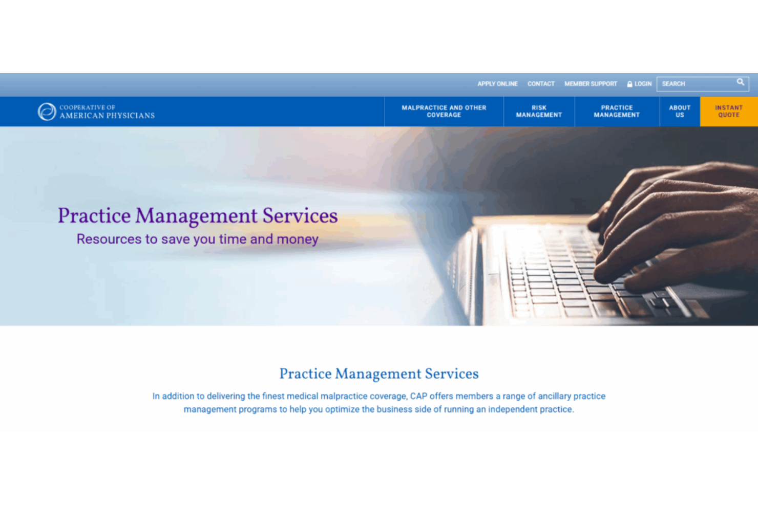 Cooperative of American Physicians (CAP) screenshot - 17 Best Physician Practice Management Companies of 2026