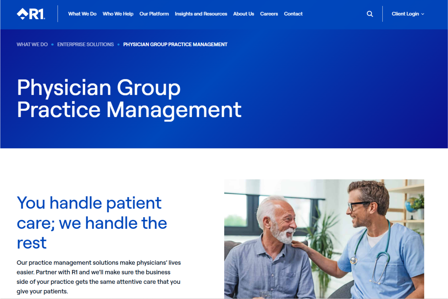 R1 screenshot - 17 Best Physician Practice Management Companies of 2026