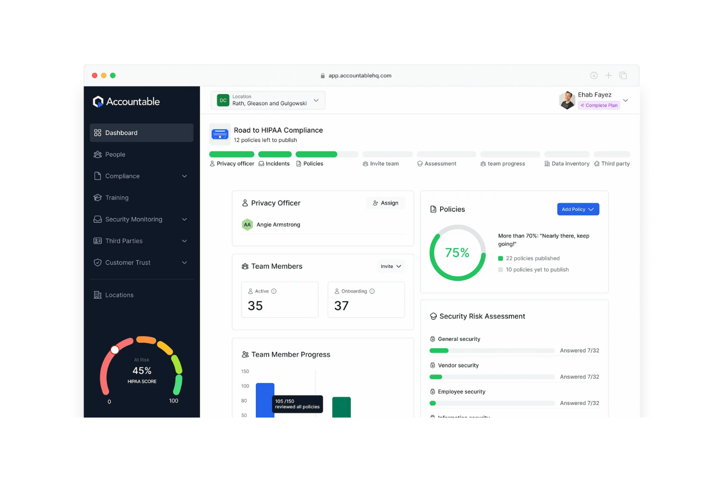 Accountable HQ screenshot - 22 Best HIPAA Compliance Software Reviewed in 2026