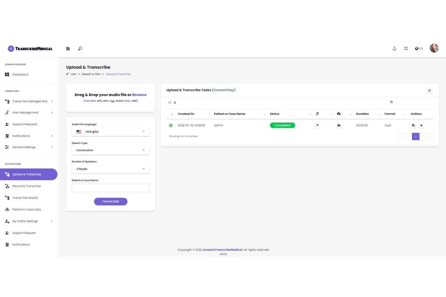 Amazon Transcribe Medical screenshot - 10 Best Hipaa Compliant Transcription Software in 2026