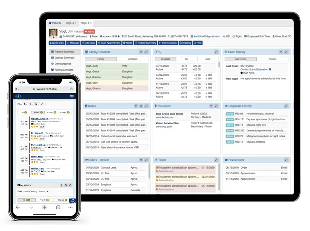 RevolutionEHR manages exams, billing, and scheduling in one platform.