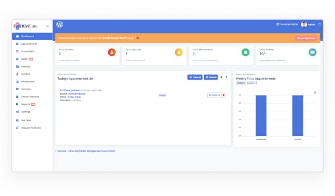 KiviCare dashboard screenshot