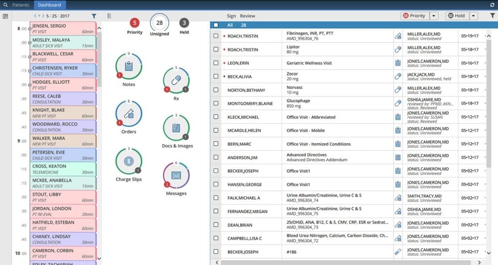 advancedmd software main dashboard screenshot