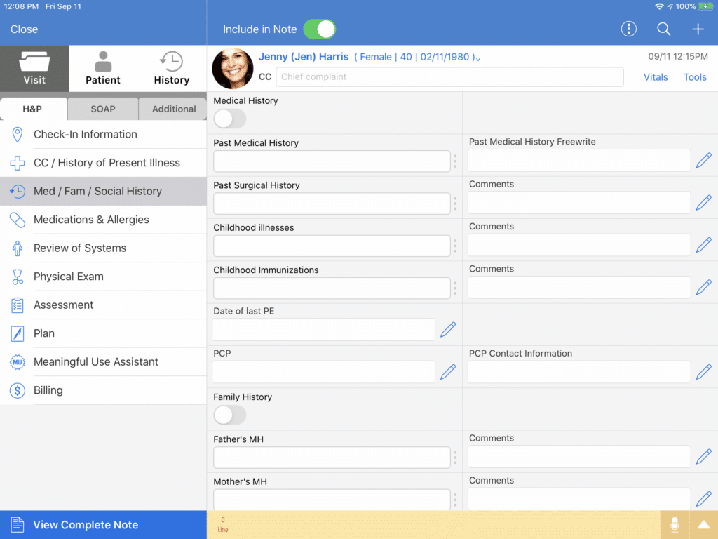 DrChrono review screenshot showing patient records