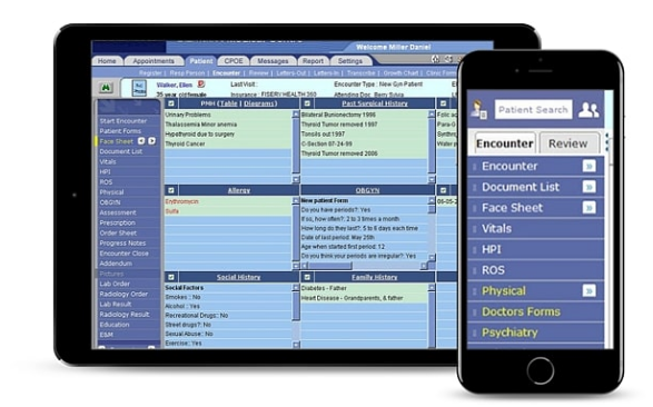 RevenueXL's software review showing the tool installed on sample devices and a view of its patient dashboard
