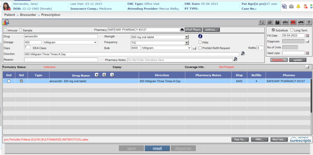 prognocis software review showing patient medication dashboard view