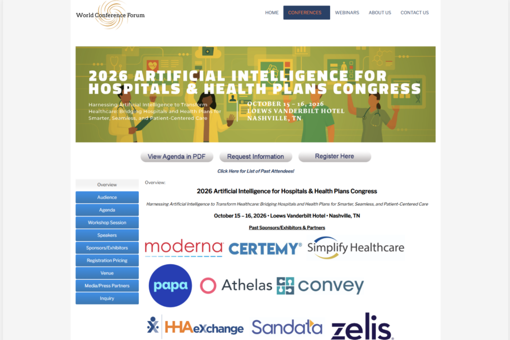 2026 Artificial Intelligence for Hospitals & Health Plans Congress's website.