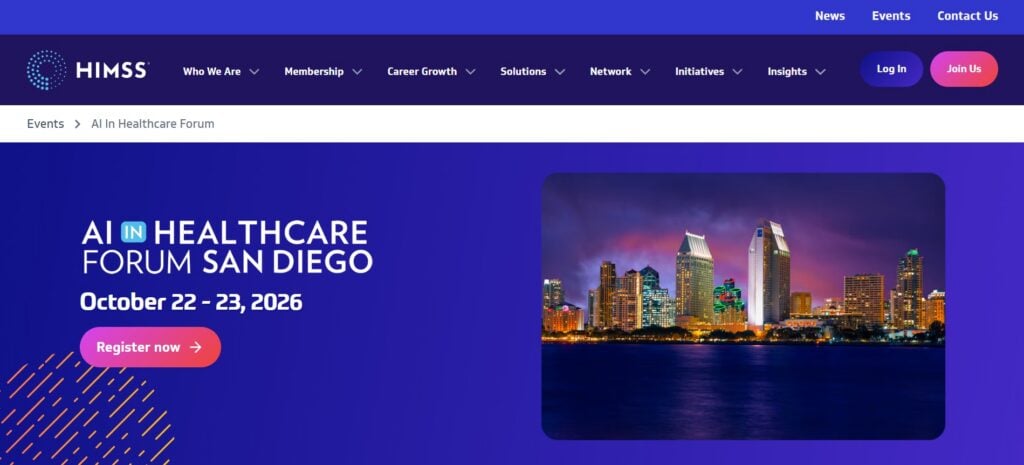 Webpage of the AI in Healthcare Forum