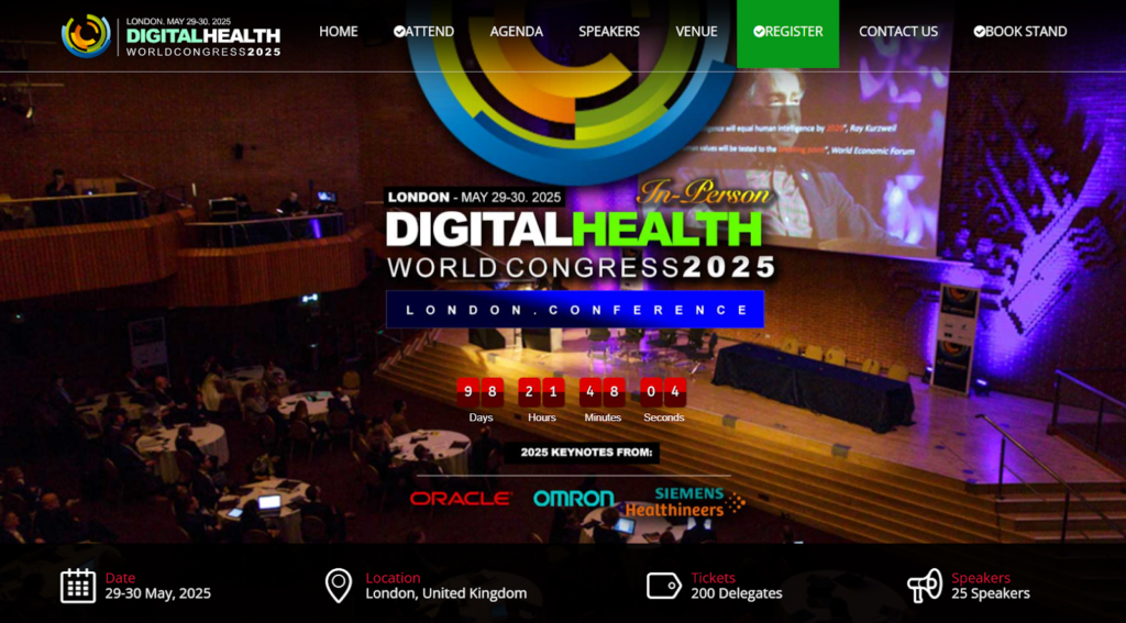 Screenshot of The Digital Health World Congress 2025 landing page