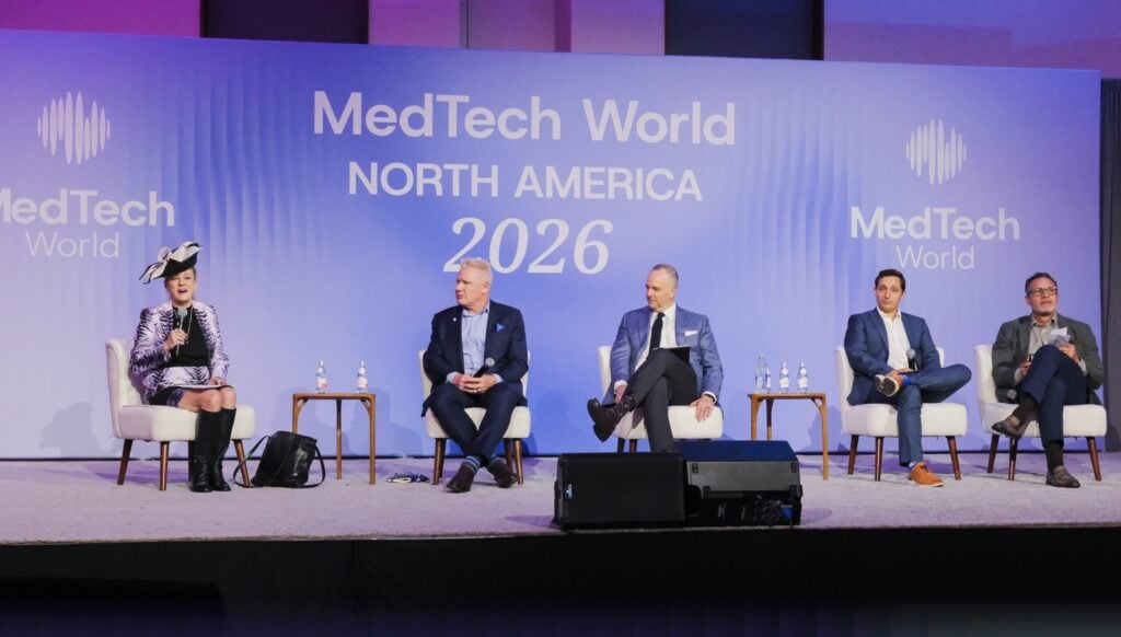 Panel discussion featuring healthcare and medtech executives on stage at MedTech World North America