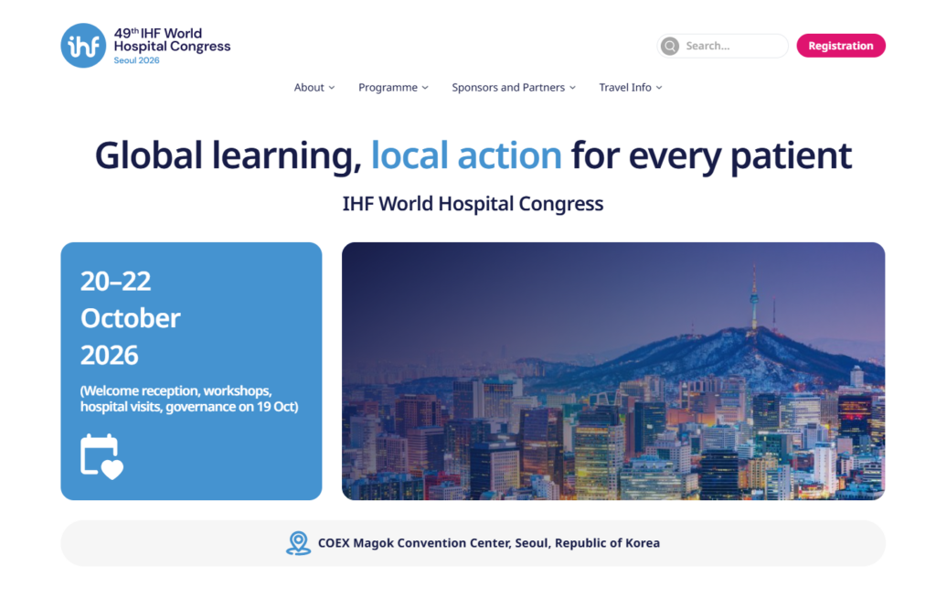 Landing page for the IHF World Hospital Congress 2026