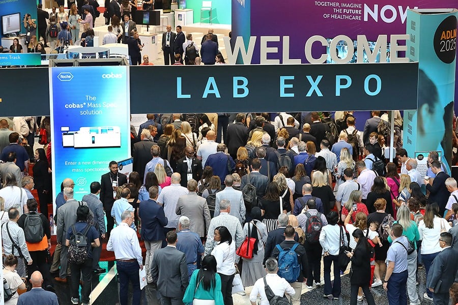 Attendees entering the expo hall at ADLM.