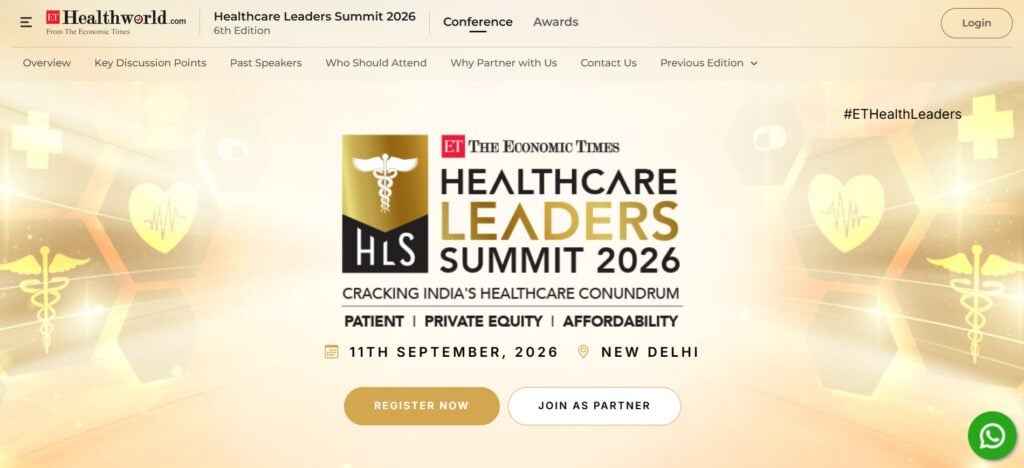 Landing page for The Economic Times' Healthcare Leaders Summit 2026 event