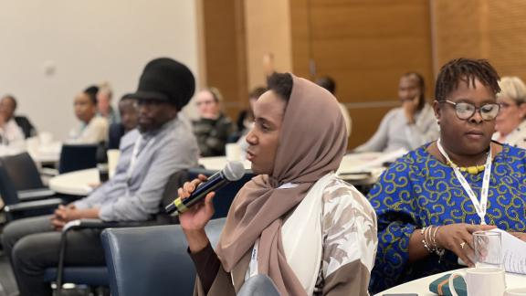 Participant asking questions to a presenter at NHS ConfedExpo