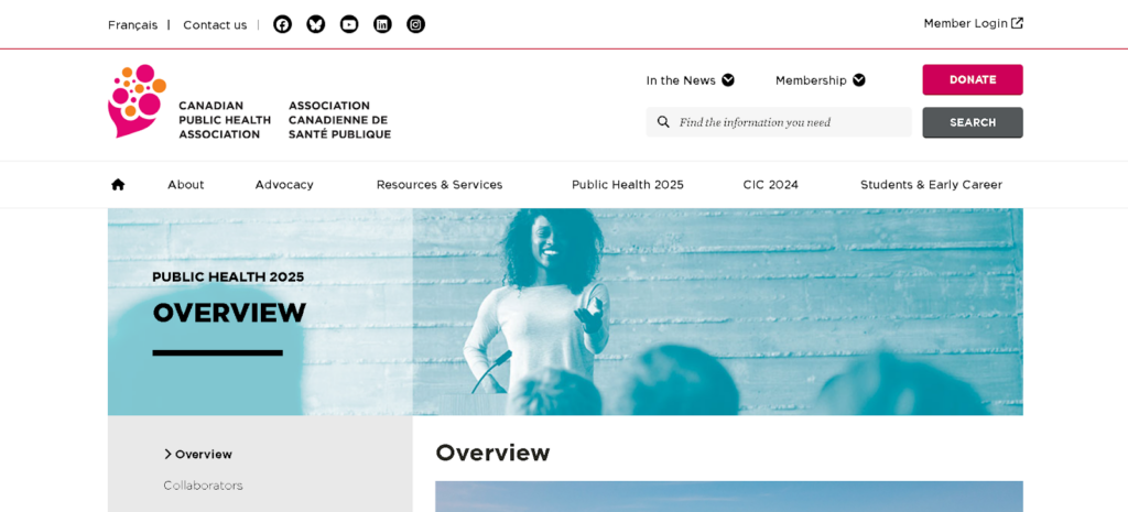 Public Health 2025 conference screenshot