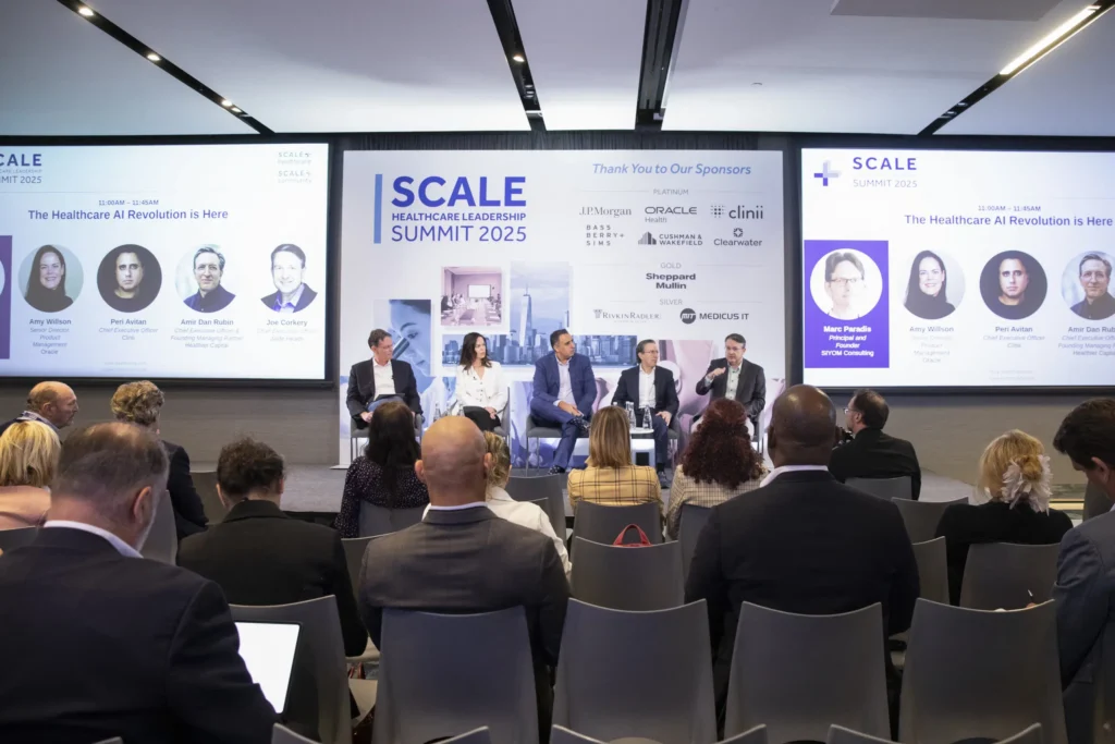 Panel discussion on stage at the SCALE Healthcare Leadership Summit 2025