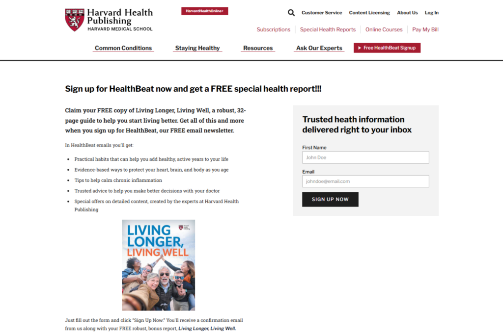 HEALTHbeat-aanmeldpagina met begeleiding voor gezond leven