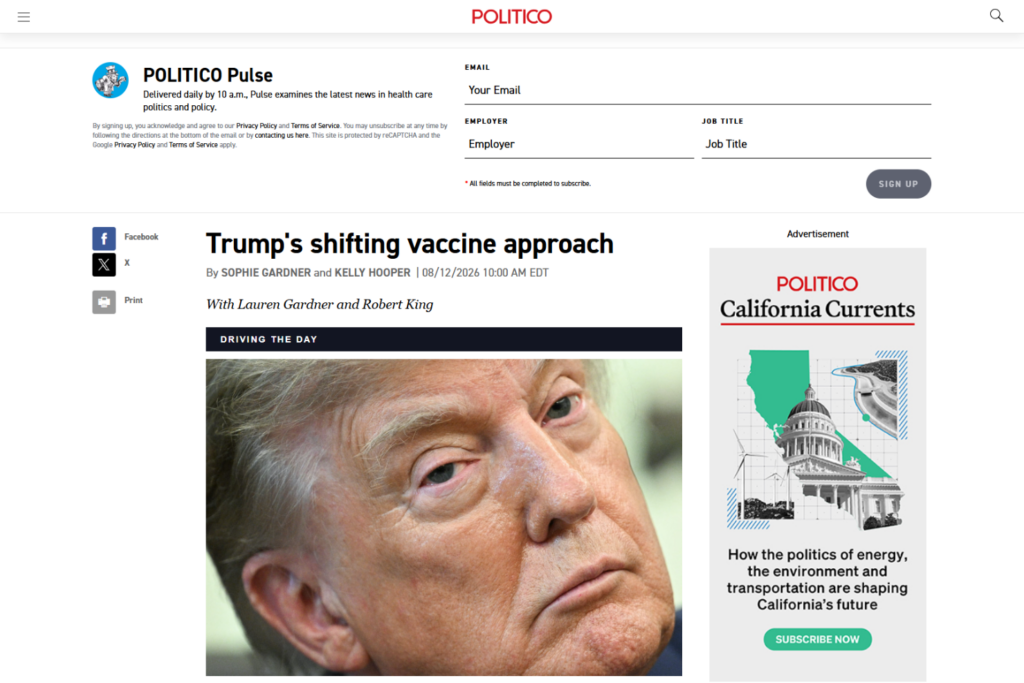 Editie van POLITICO Pulse over vaccinatiebeleid