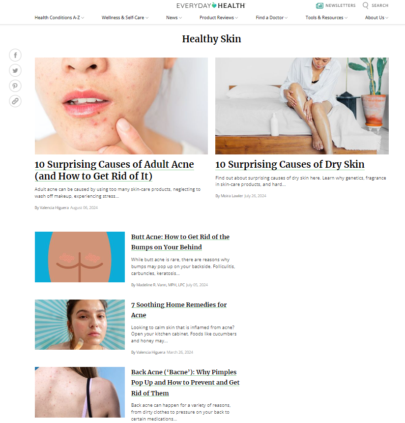 The Everyday Health home page