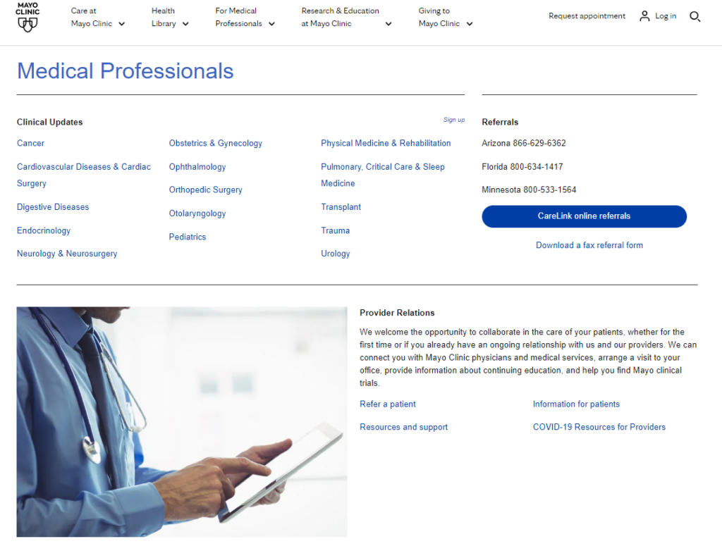 The Mayo Clinic website