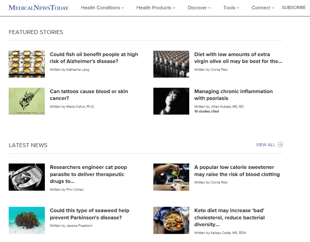 The Medical News Today website