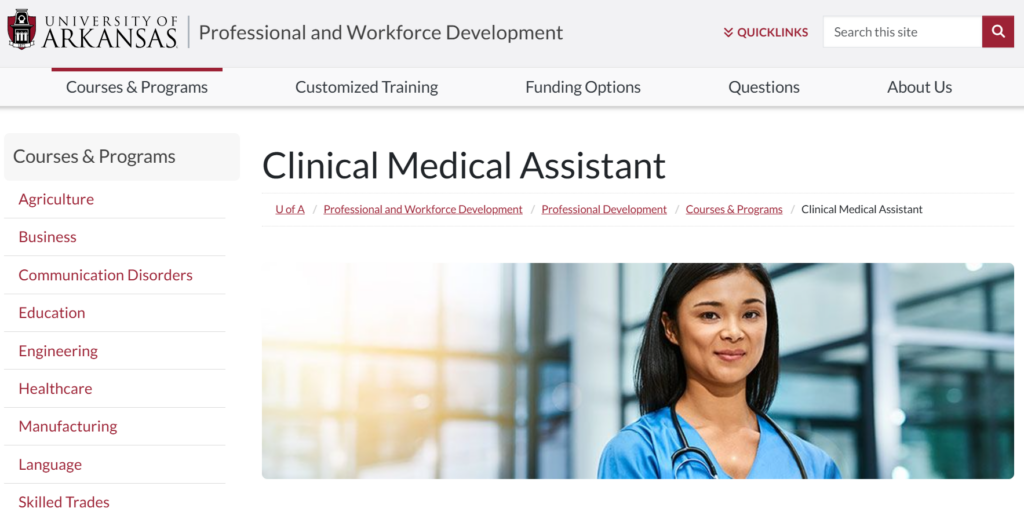 The Clinical Medical Assistant landing page screenshot