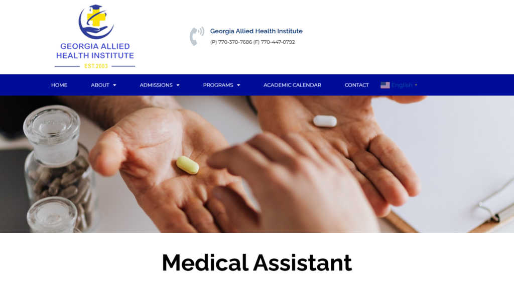 Screenshot of the Medical Assistant course landing page