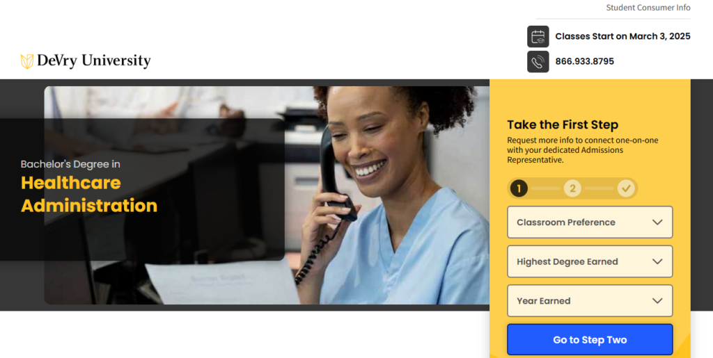 Landing page for Bachelor's Degree in Healthcare Administration certification