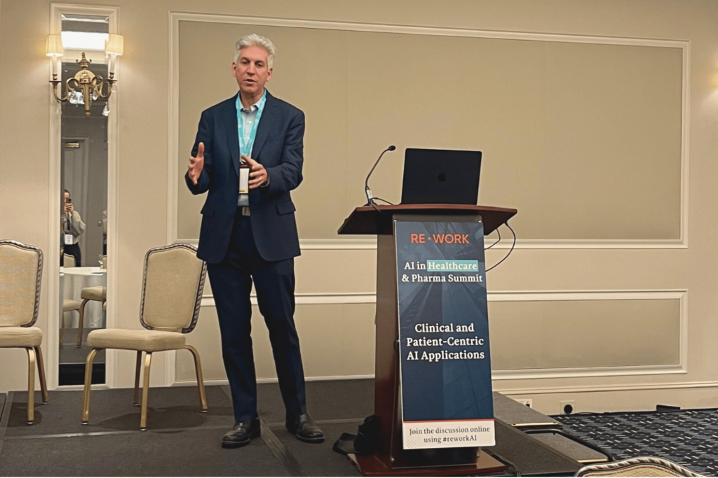 Sandy Aronson, Executive Director of IT and AI Solutions at Mass General Brigham Personalized Medicine, speaking at the 2024 AI in Healthcare &amp; Pharma Summit