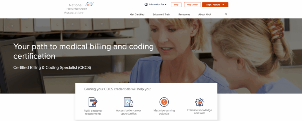 The Certified Billing & Coding Specialist (CBCS) page screenshot