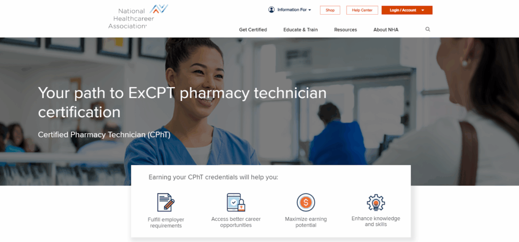 The Certified Pharmacy Technician (CPhT) web page screenshot