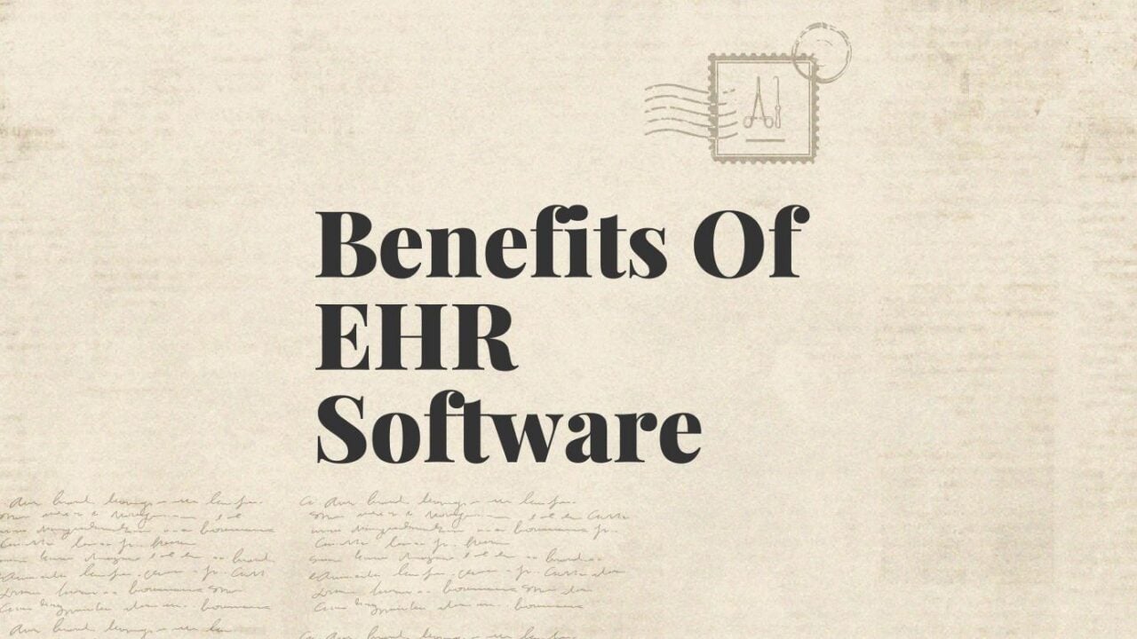 Benefits of ehr software text on beige background