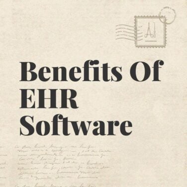 Benefits of ehr software text on beige background
