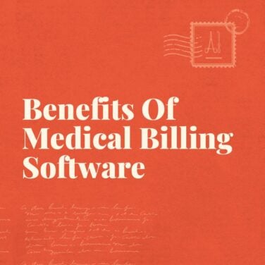 Benefits of medical billing software text on red background