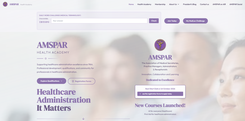 AMSPAR Health Academy membership and training webpage