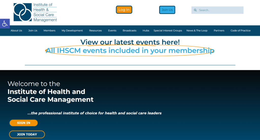 IHSCM membership page promoting included events and member groups