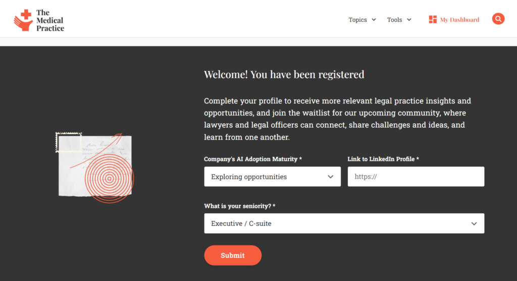 The Medical Practice member profile form and community waitlist